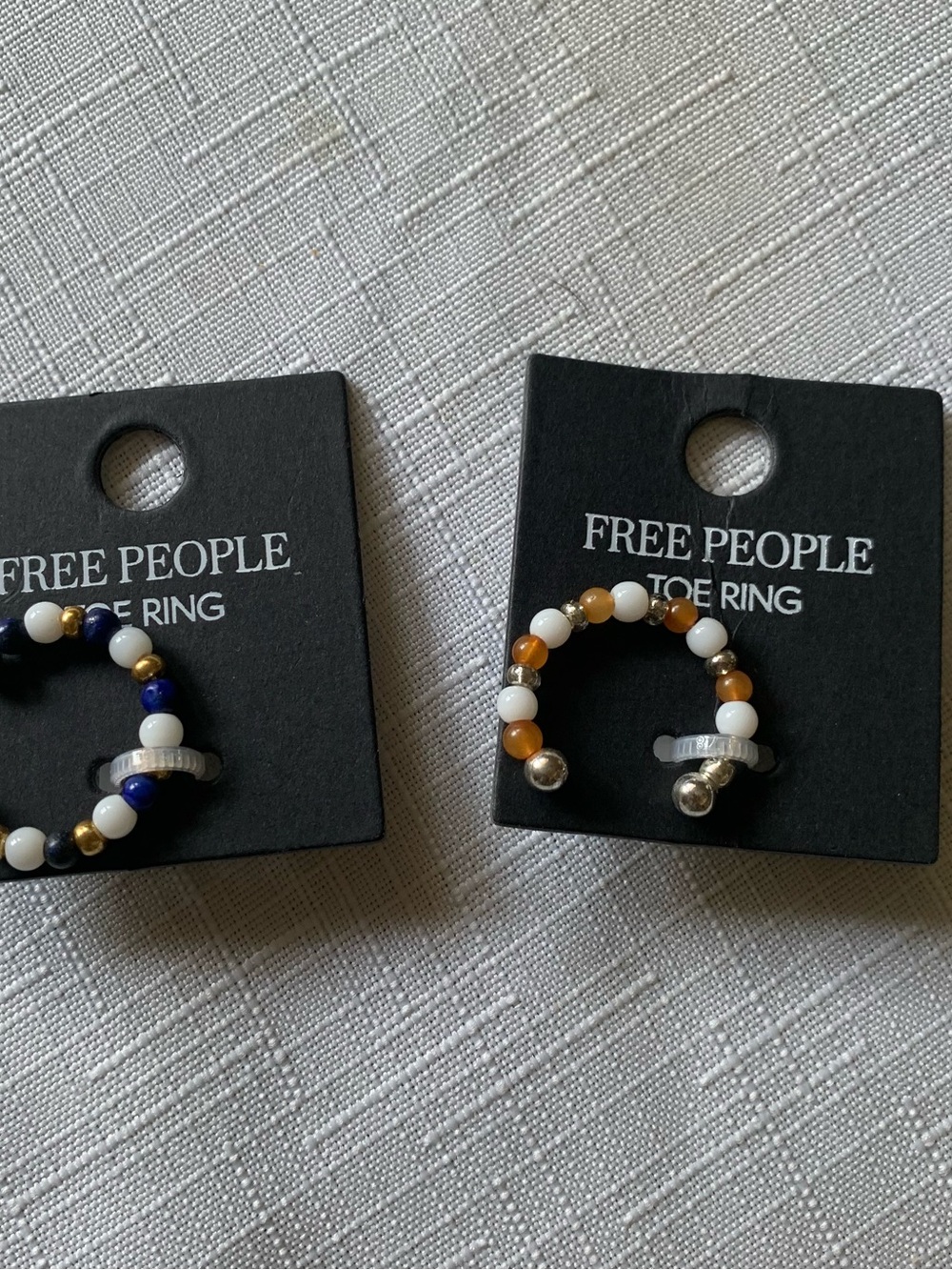 Free People White, Brown & Blue Beaded Toe Ring Set - Picture 5 of 7